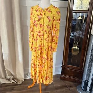 Floral Yellow Long Sleeve Dress
